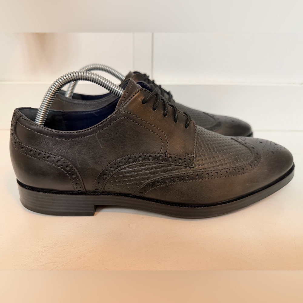 Cole Haan Zero Grand Jefferson Woven Wingtip Derby Gray Leather  mens size 9